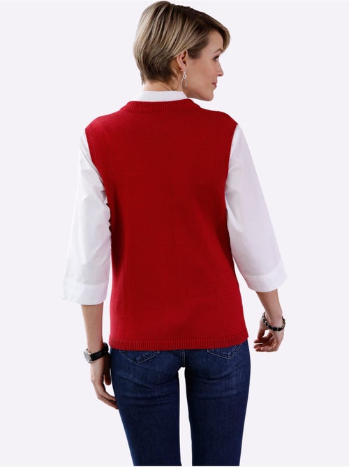 Gilet en tricot à glissière avec ourlet côtelé - taille standard - moda vilona - Kiabi
