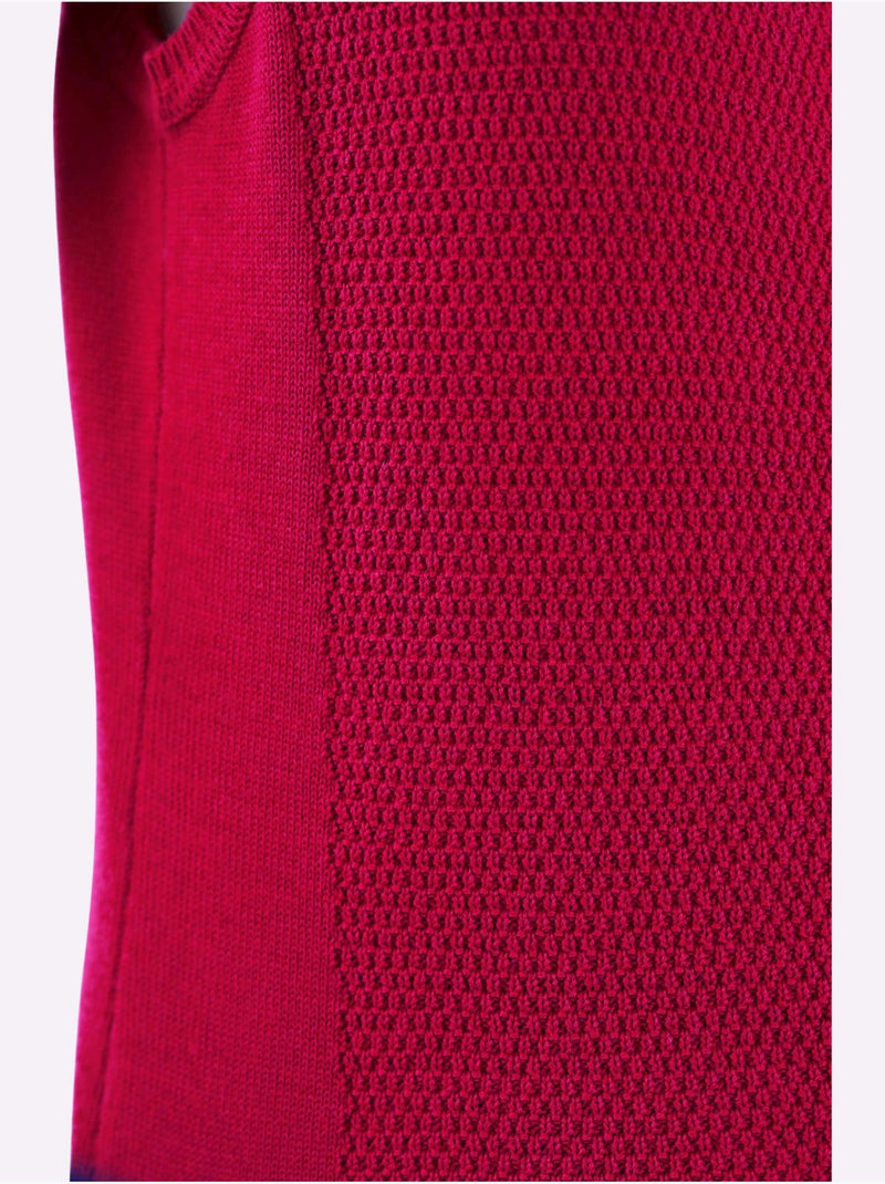 Gilet en tricot à glissière avec ourlet côtelé - taille standard - moda vilona Rouge - Kiabi