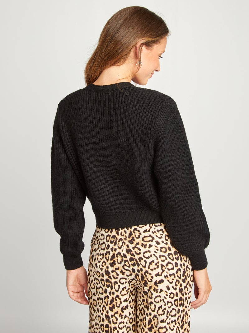 Gilet en tricot à nouer noir - Kiabi
