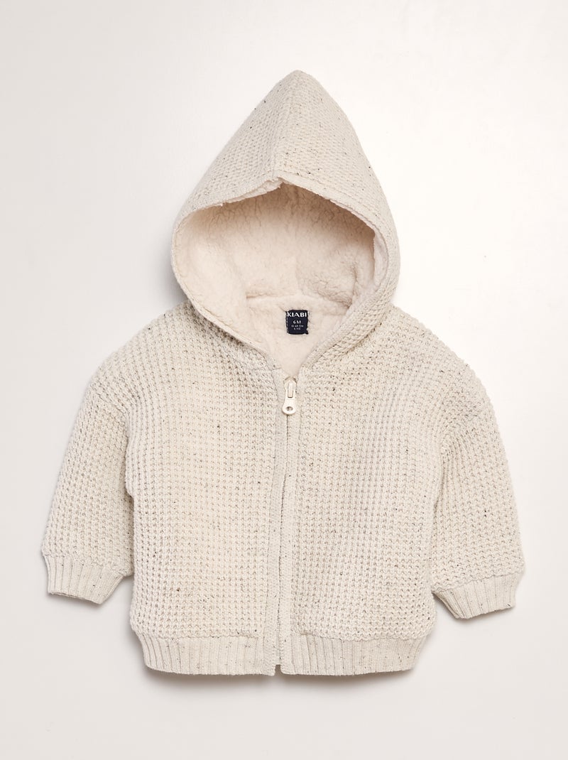 Gilet en tricot avec capuche Beige - Kiabi