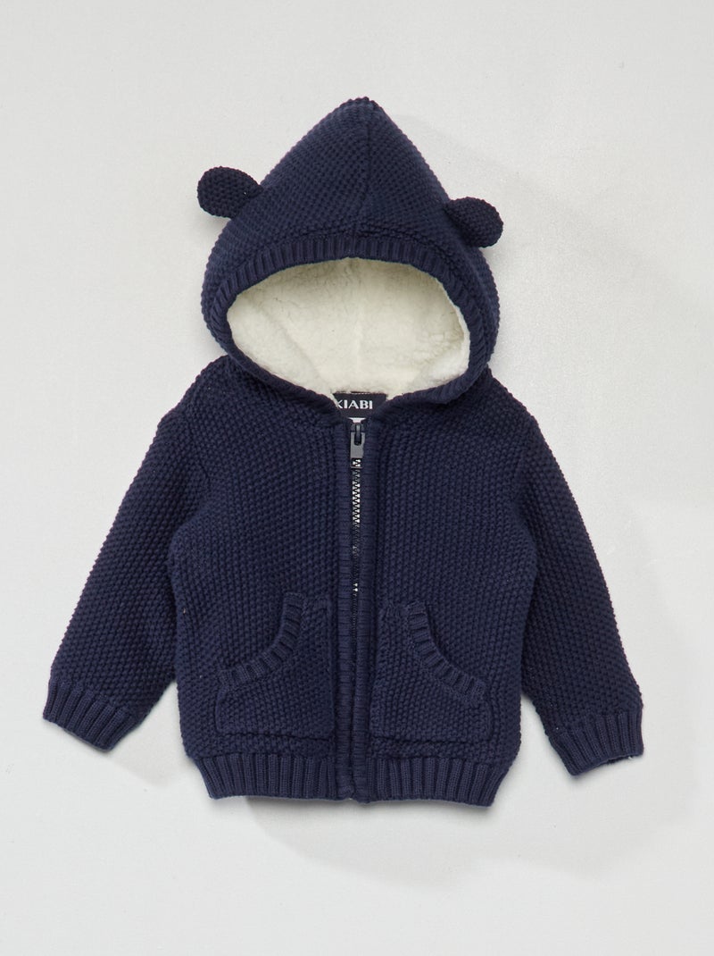 Gilet en tricot avec capuche Bleu - Kiabi