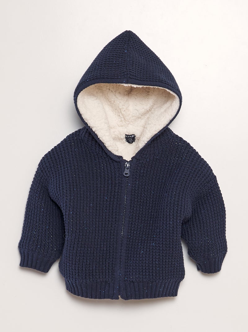 Gilet en tricot avec capuche Bleu marine - Kiabi