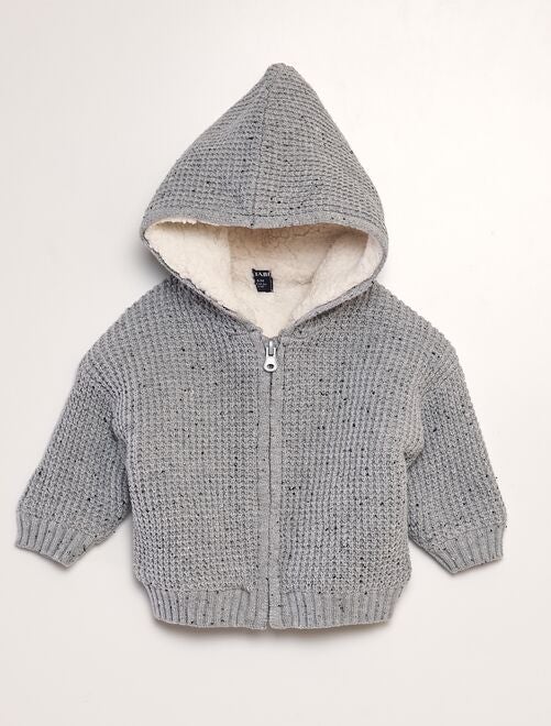 Gilet en tricot avec capuche - Kiabi