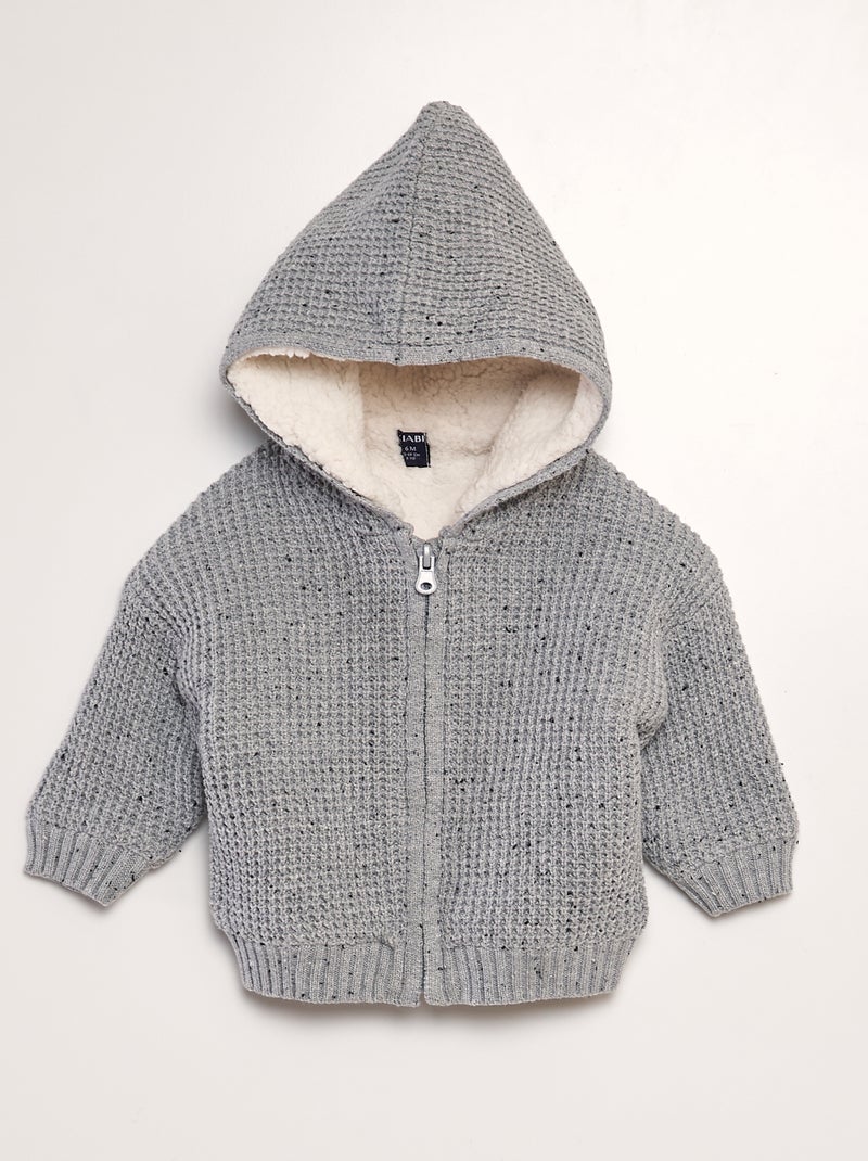 Gilet en tricot avec capuche Gris clair - Kiabi