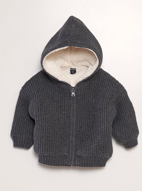 Gilet en tricot avec capuche - Kiabi