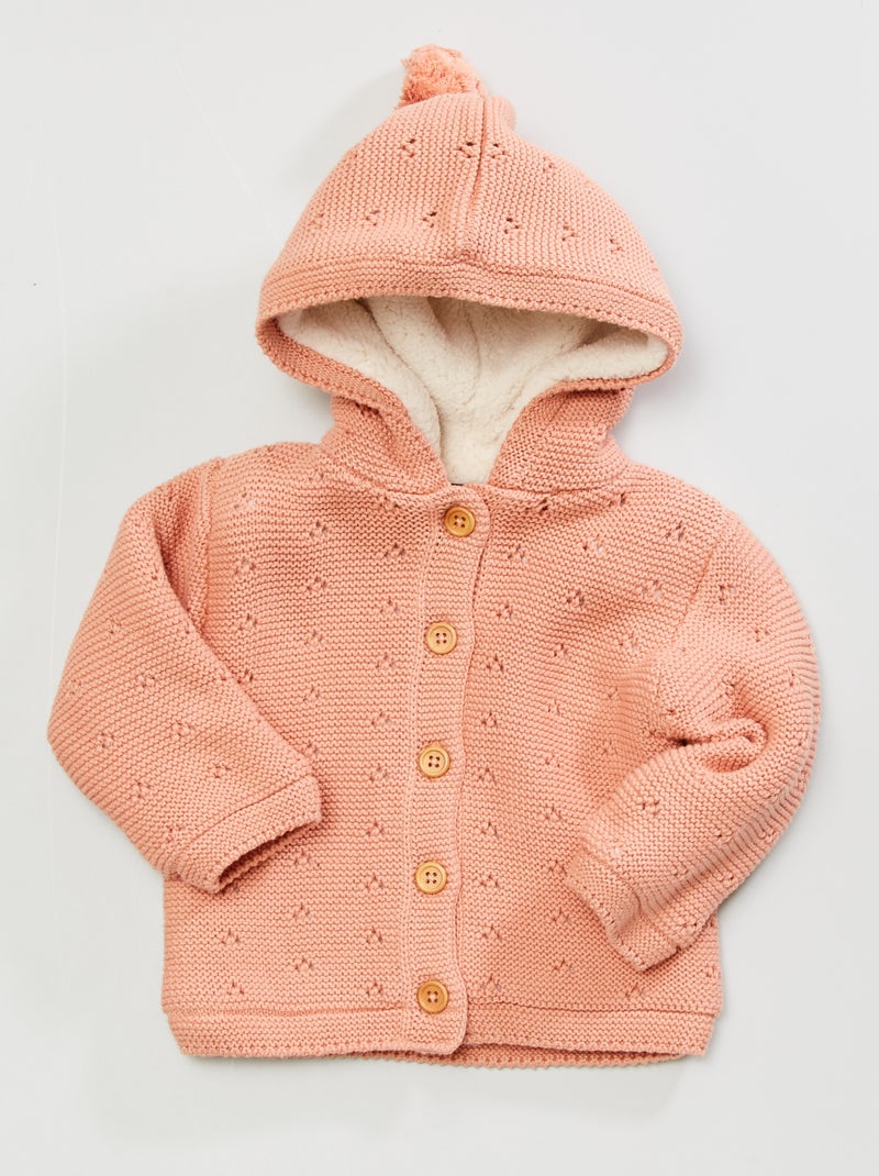 Gilet en tricot avec capuche Orange - Kiabi