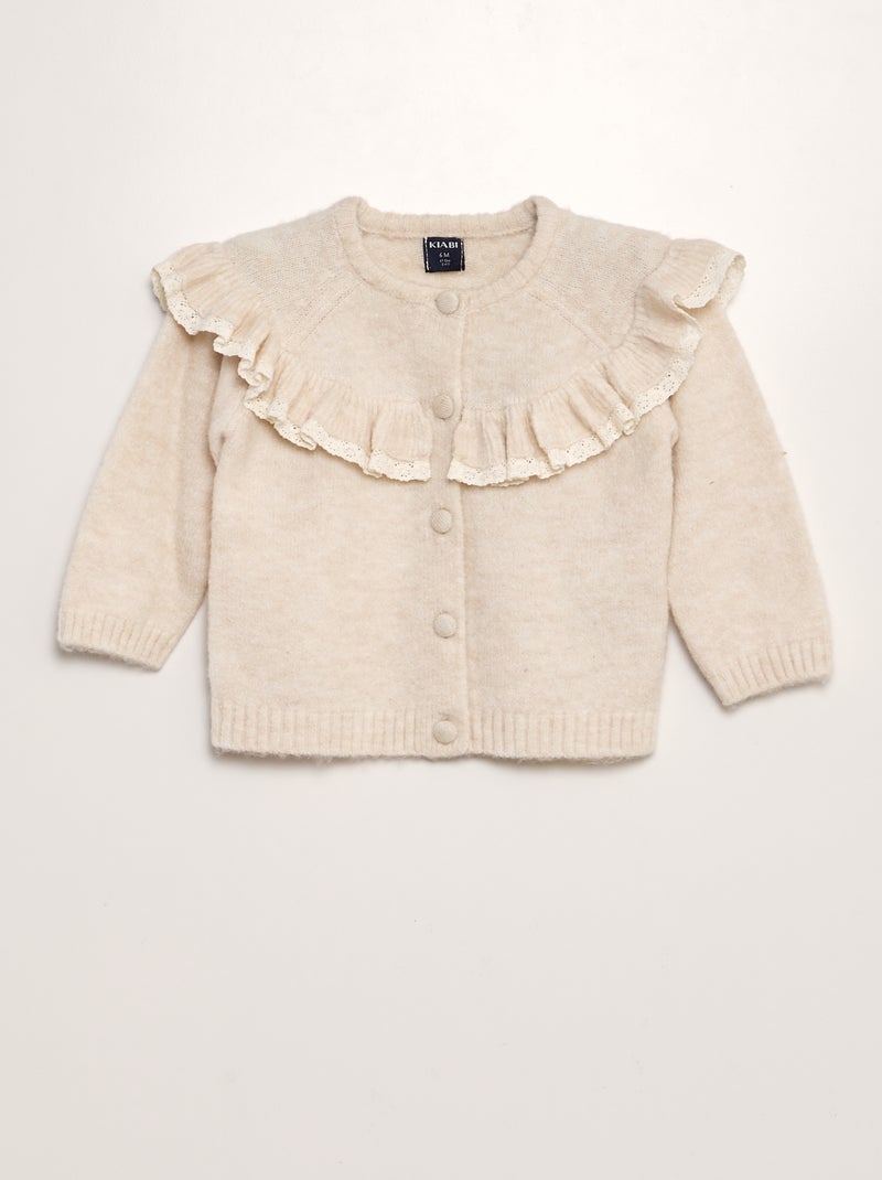 Gilet en tricot avec volants Beige - Kiabi