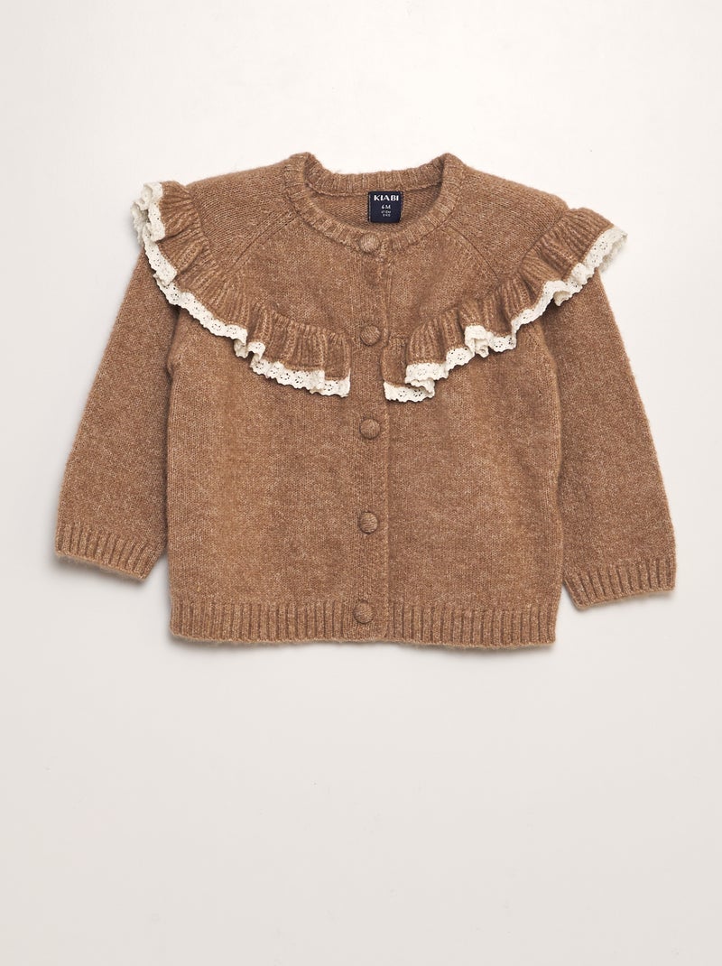 Gilet en tricot avec volants Marron - Kiabi