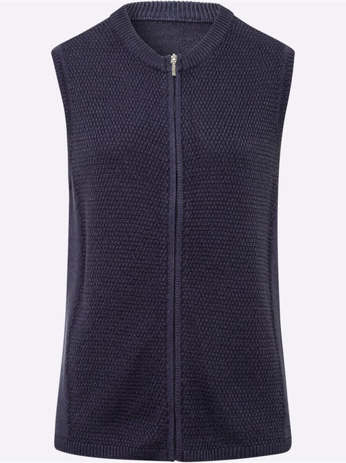 Gilet en tricot avec zip et motif discret devant - taille standard - moda vilona - Kiabi Gilet en tricot avec zip et motif discret devant - taille standard - moda vilona - Kiabi