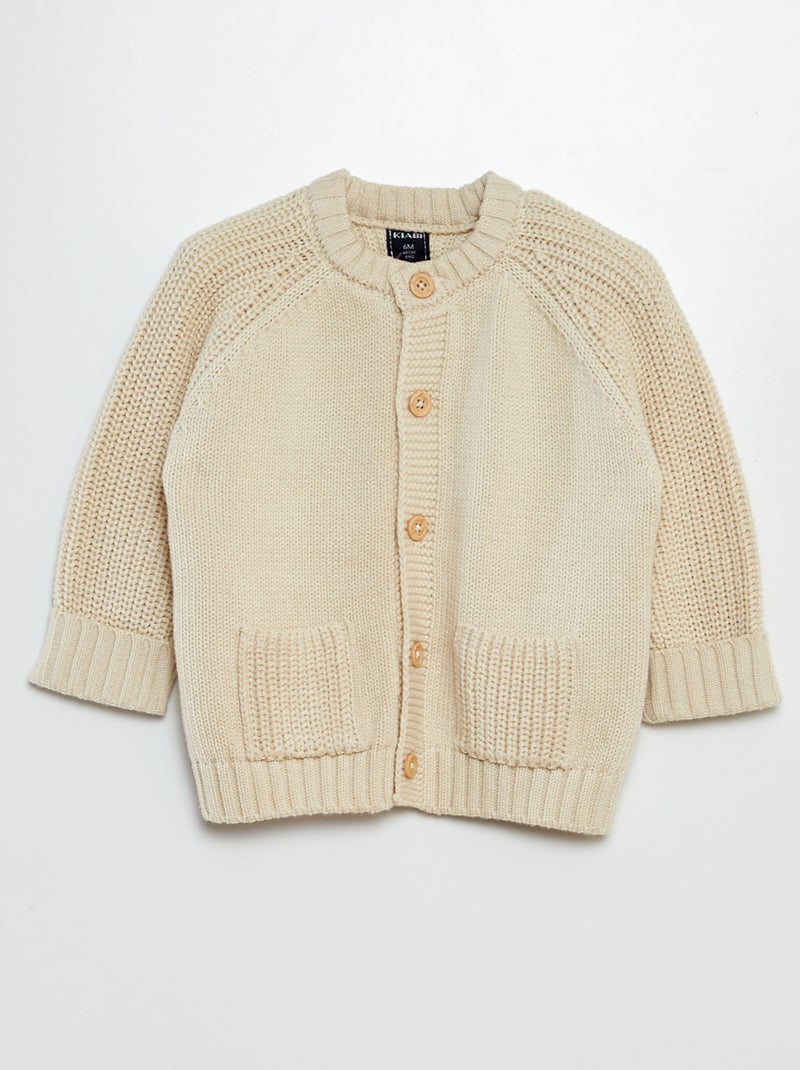 Gilet en tricot boutonné Beige - Kiabi