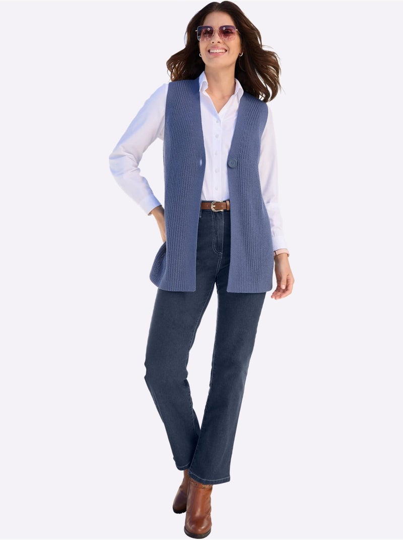 Gilet En Tricot Boutonnée - Taille Standard - Moda Vilona Bleu - Kiabi