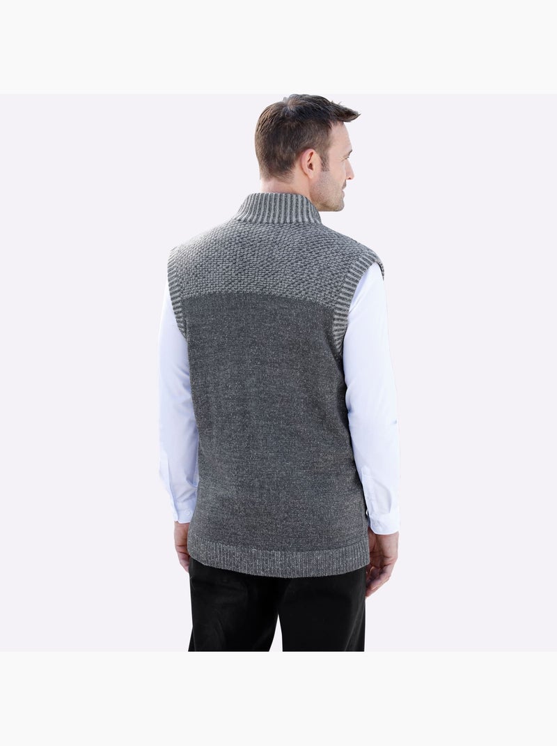 Gilet en tricot classique et facile à assortir - taille standard - moda vilona Gris chiné - Kiabi