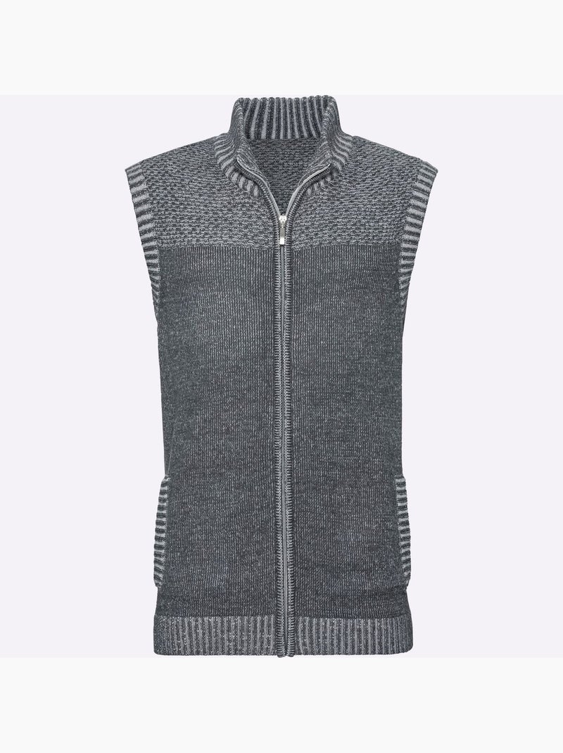 Gilet en tricot classique et facile à assortir - taille standard - moda vilona Gris chiné - Kiabi