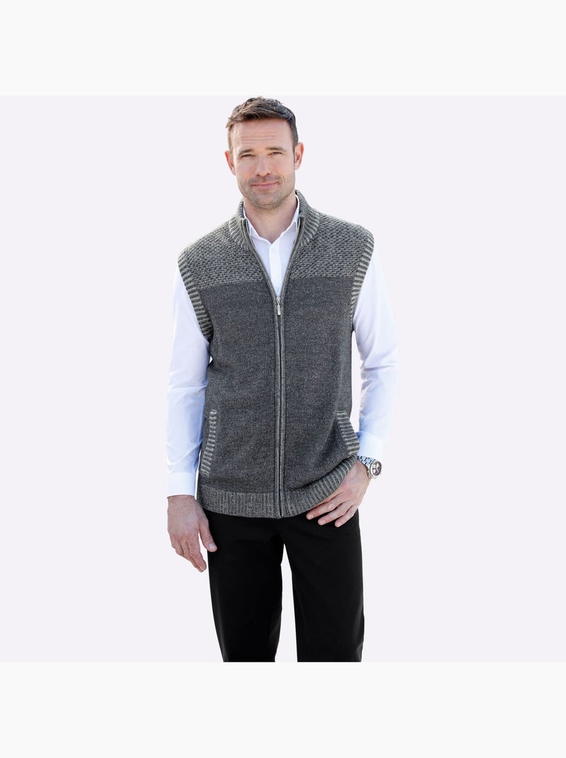 Gilet en tricot classique et facile à assortir - taille standard - moda vilona Gris chiné - Kiabi
