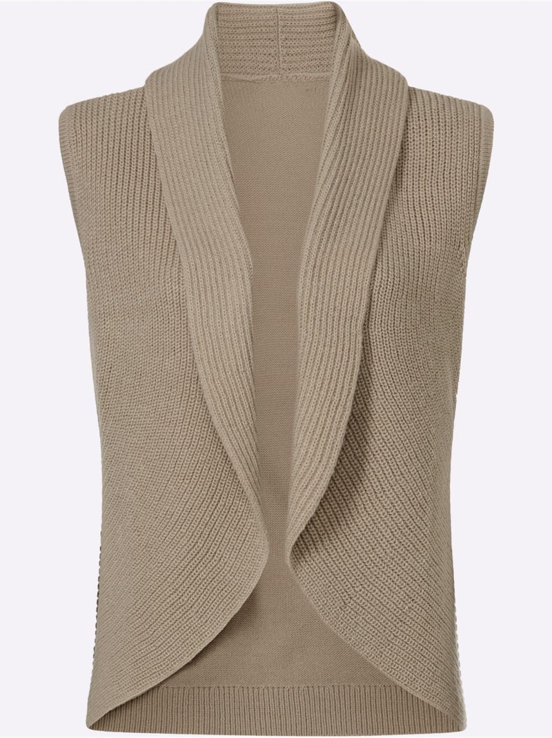 Gilet en tricot col châle mode - taille standard - moda vilona Beige - Kiabi