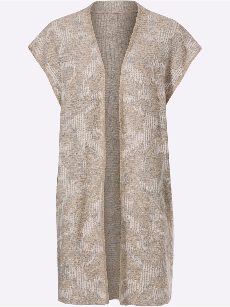 Gilet en tricot coupe ouverte affinante - taille standard - helline Gris Ecru - Kiabi