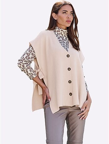Gilet En Tricot Fentes Latérales Originales Avec Liens à Nouer - Taille Standard - Helline