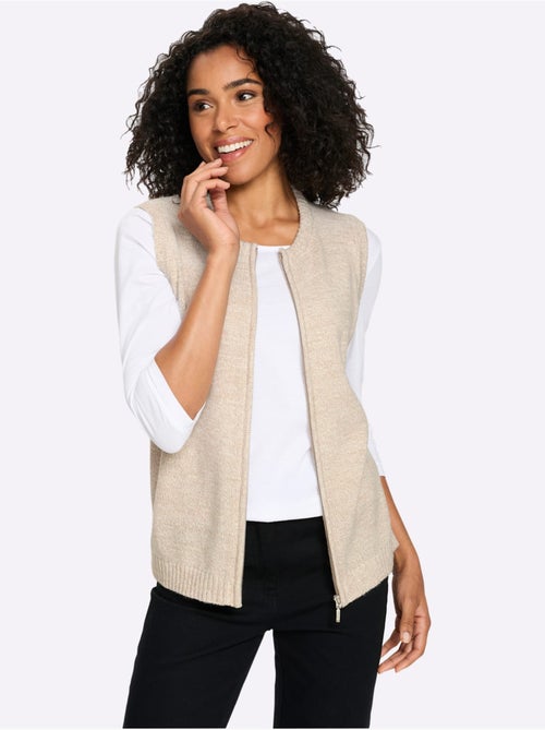 Gilet en tricot fil chiné doux - taille standard - moda vilona - Kiabi Gilet en tricot fil chiné doux - taille standard - moda vilona - Kiabi