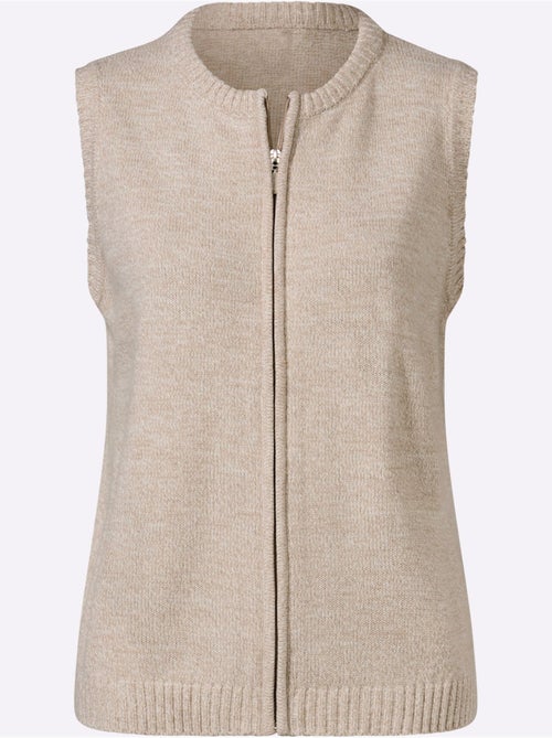 Gilet en tricot fil chiné doux - taille standard - moda vilona - Kiabi Gilet en tricot fil chiné doux - taille standard - moda vilona - Kiabi