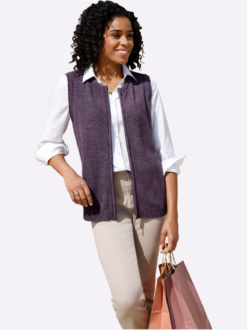 Gilet en tricot fil chiné doux - taille standard - moda vilona - Kiabi