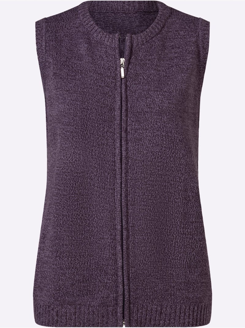 Gilet en tricot fil chiné doux - taille standard - moda vilona Violet aubergine - Kiabi