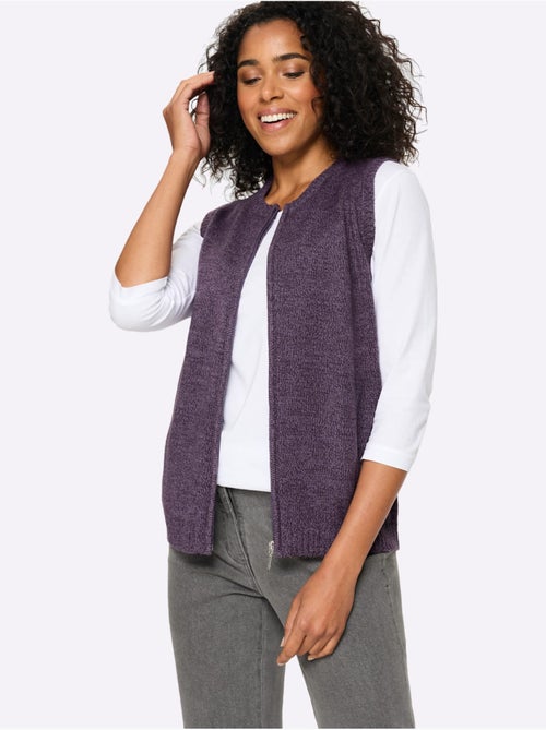 Gilet en tricot fil chiné doux - taille standard - moda vilona - Kiabi