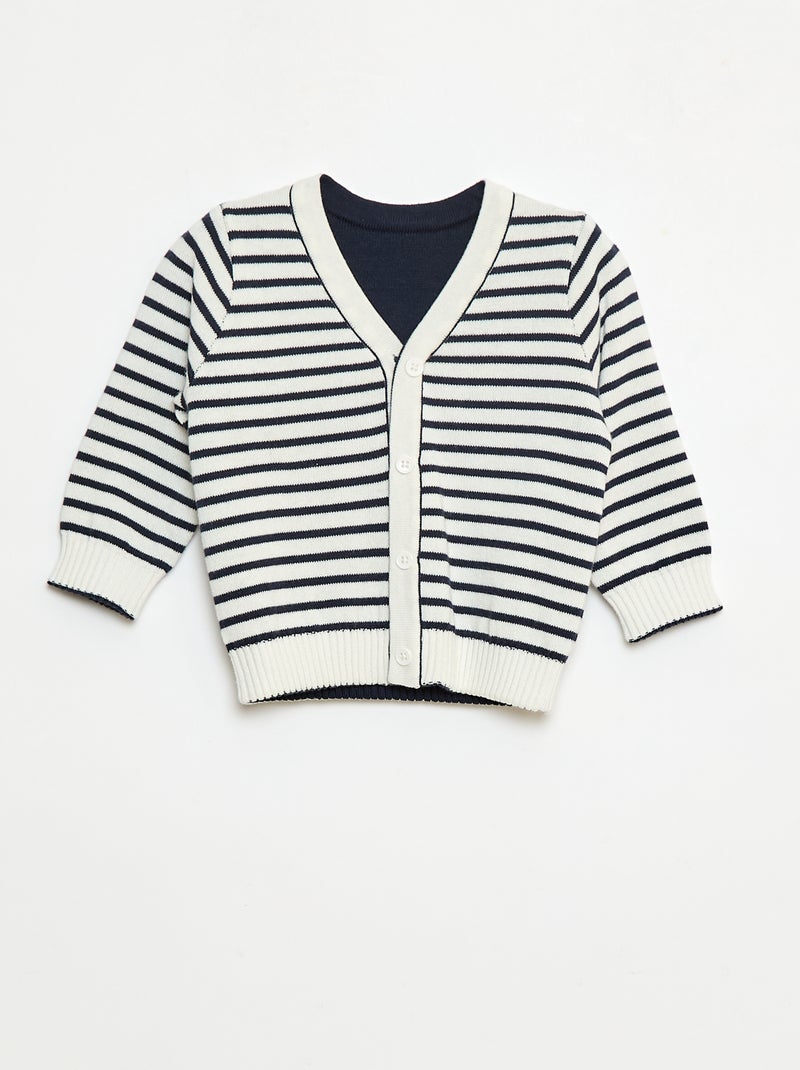 Gilet en tricot marinière réversible Bleu - Kiabi