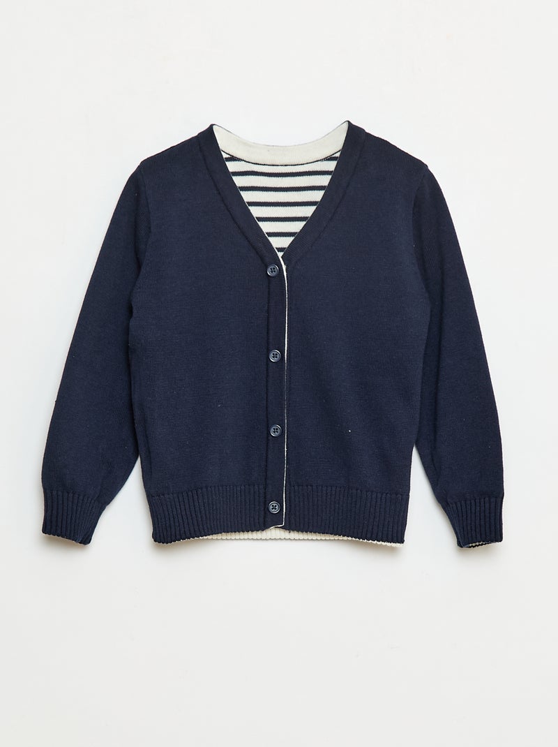 Gilet en tricot marinière réversible Bleu - Kiabi