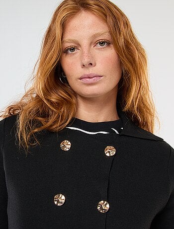 Gilet en tricot ottoman à double boutonnage