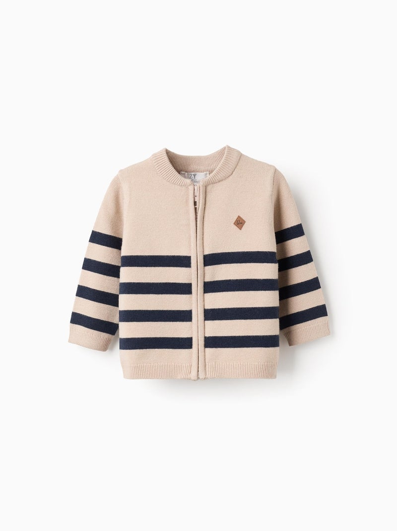 Gilet en Tricot Rayé Bleu Beige - Kiabi