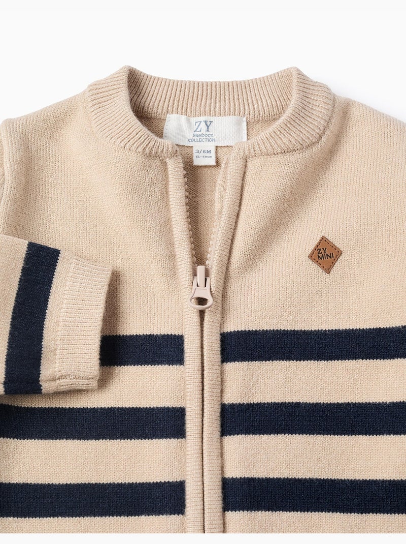 Gilet en Tricot Rayé Bleu Beige - Kiabi