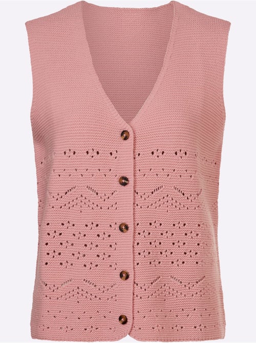Gilet En Tricot Superbe Motif Ajouré - Taille Standard - Moda Vilona - Kiabi