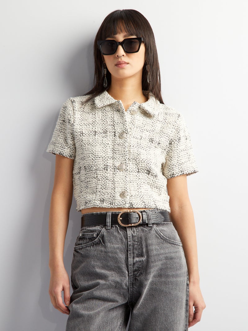 Gilet en tweed BEIGE - Kiabi