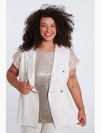 Gilet en viscose et lin avec lurex
