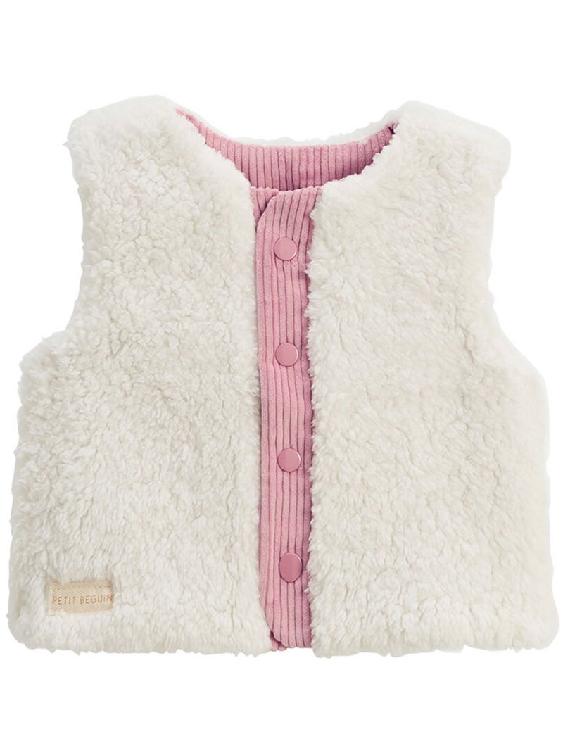 Gilet enfant réversible en sherpa Céleste Ecru - Kiabi
