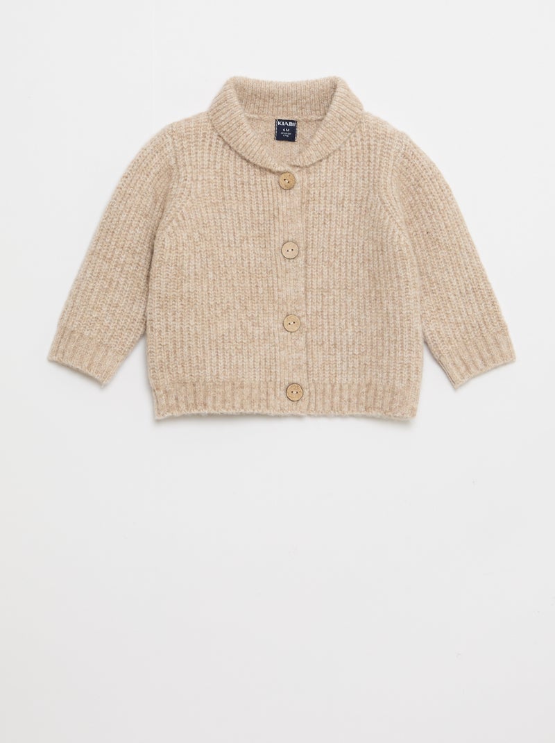 Gilet épais à col châle Beige - Kiabi