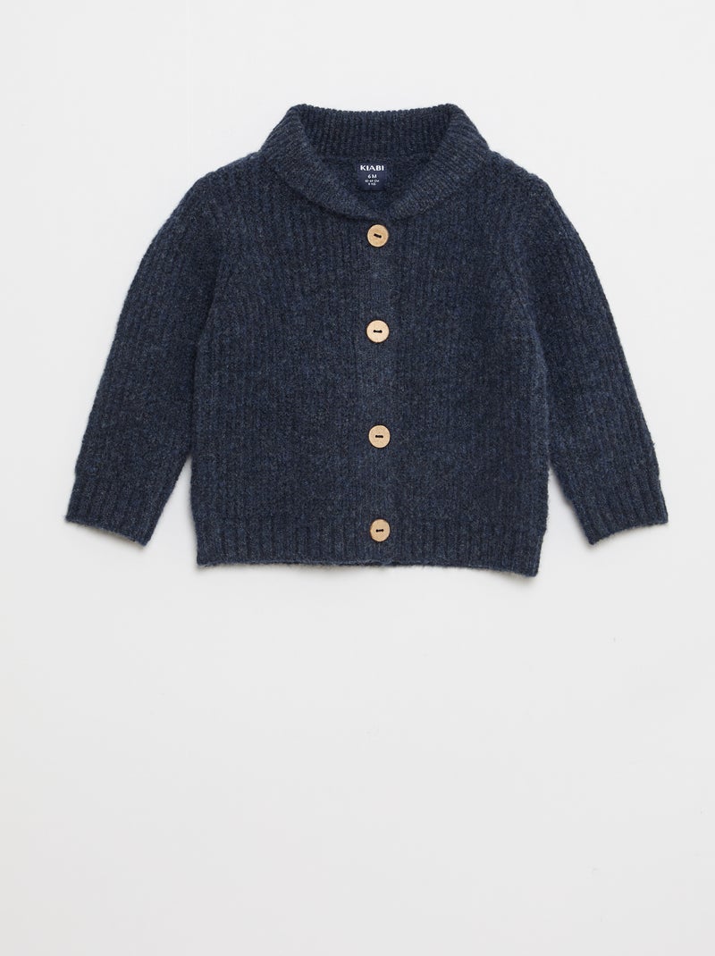 Gilet épais à col châle Bleu - Kiabi