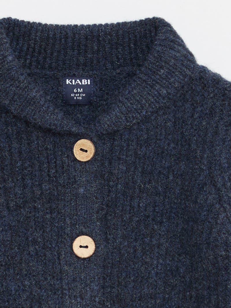 Gilet épais à col châle Bleu - Kiabi