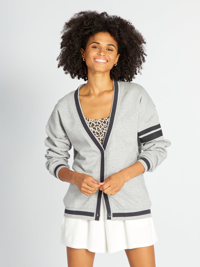 Gilet esprit campus Gris - Kiabi