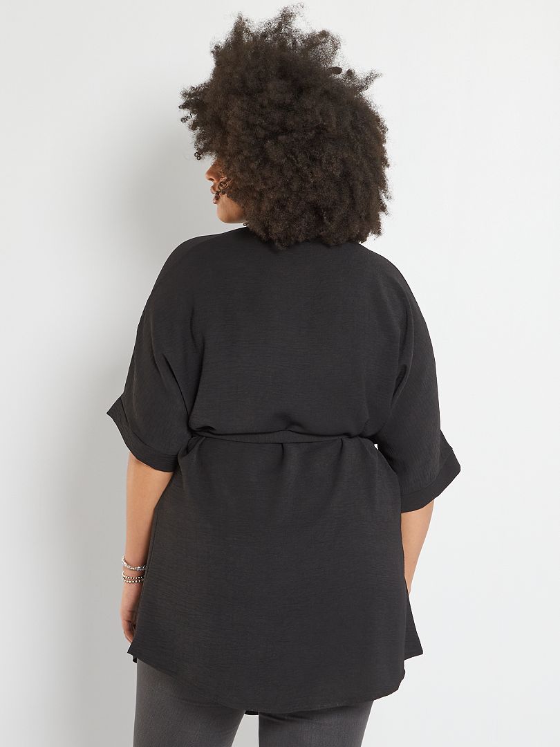 Gilet esprit kimono noir - Kiabi