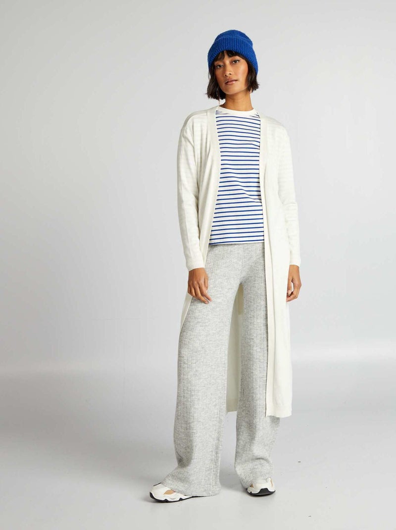 Gilet extra long à ceinture Blanc - Kiabi