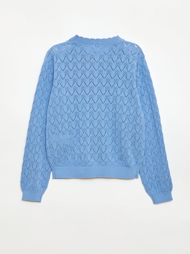 Gilet fantaisie en maille ajourée Bleu - Kiabi