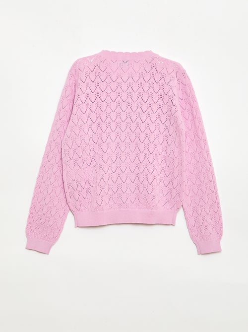 Gilet fantaisie en maille ajourée - Kiabi