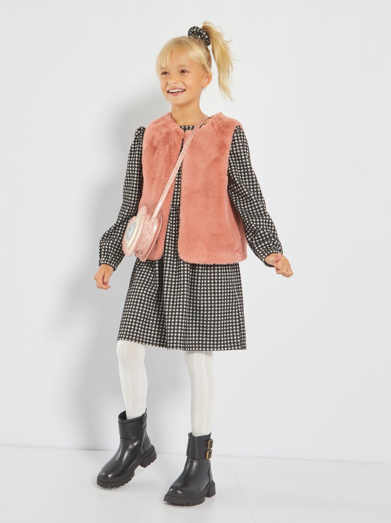 Gilet fausse-fourrure rose - Kiabi
