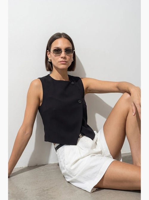 Gilet femme en crêpe tissé dilvin - Kiabi Gilet femme en crêpe tissé dilvin - Kiabi