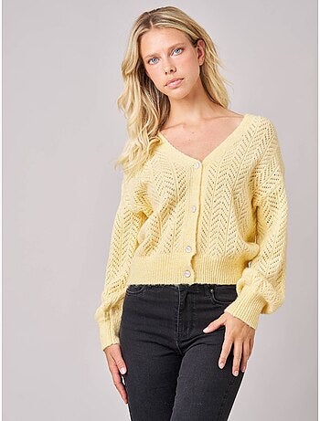 Gilet femme en maille ajourée 'Deeluxe'