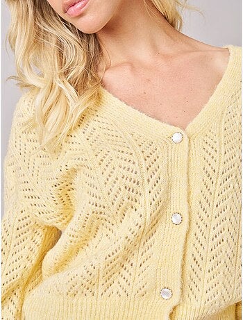 Gilet femme en maille ajourée 'Deeluxe'