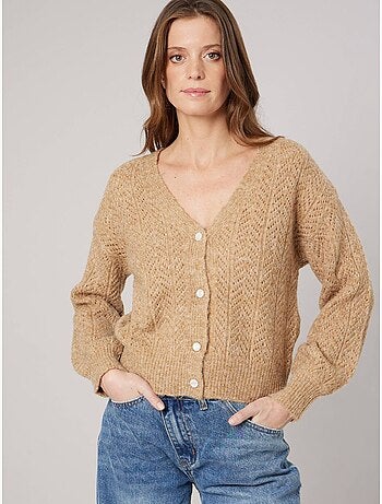 Gilet femme en maille ajourée 'Deeluxe'