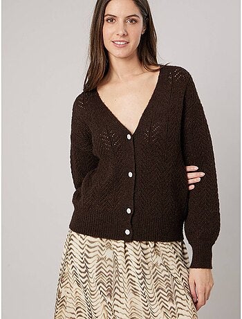 Gilet femme en maille ajourée 'deeluxe'