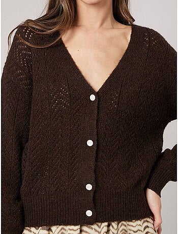 Gilet femme en maille ajourée 'deeluxe'